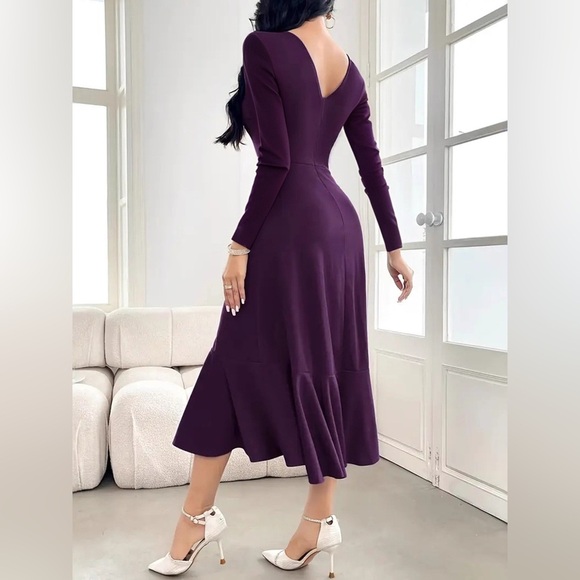 Ruffled Hem Long Sleeve Dress - Picture 2 of 3